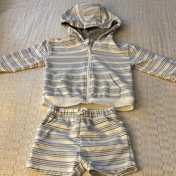 Rachel Zoe Blue and White Striped Zip-Up Hoodie - Picture 1 of 7